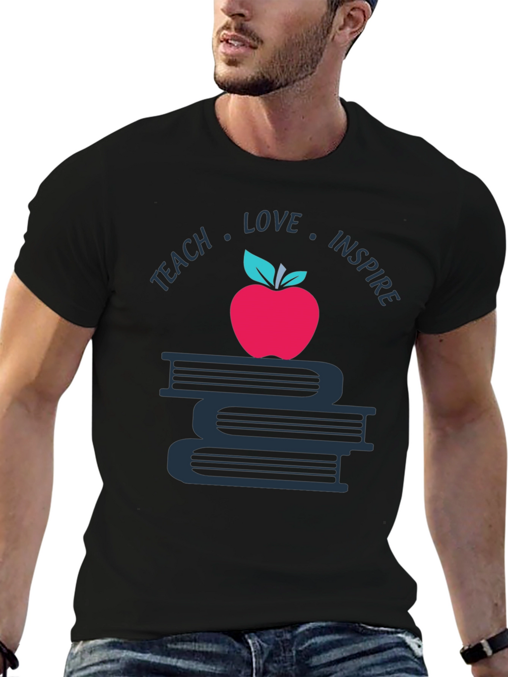 Teach Love Inspire T-Shirt Apple Book Graphic