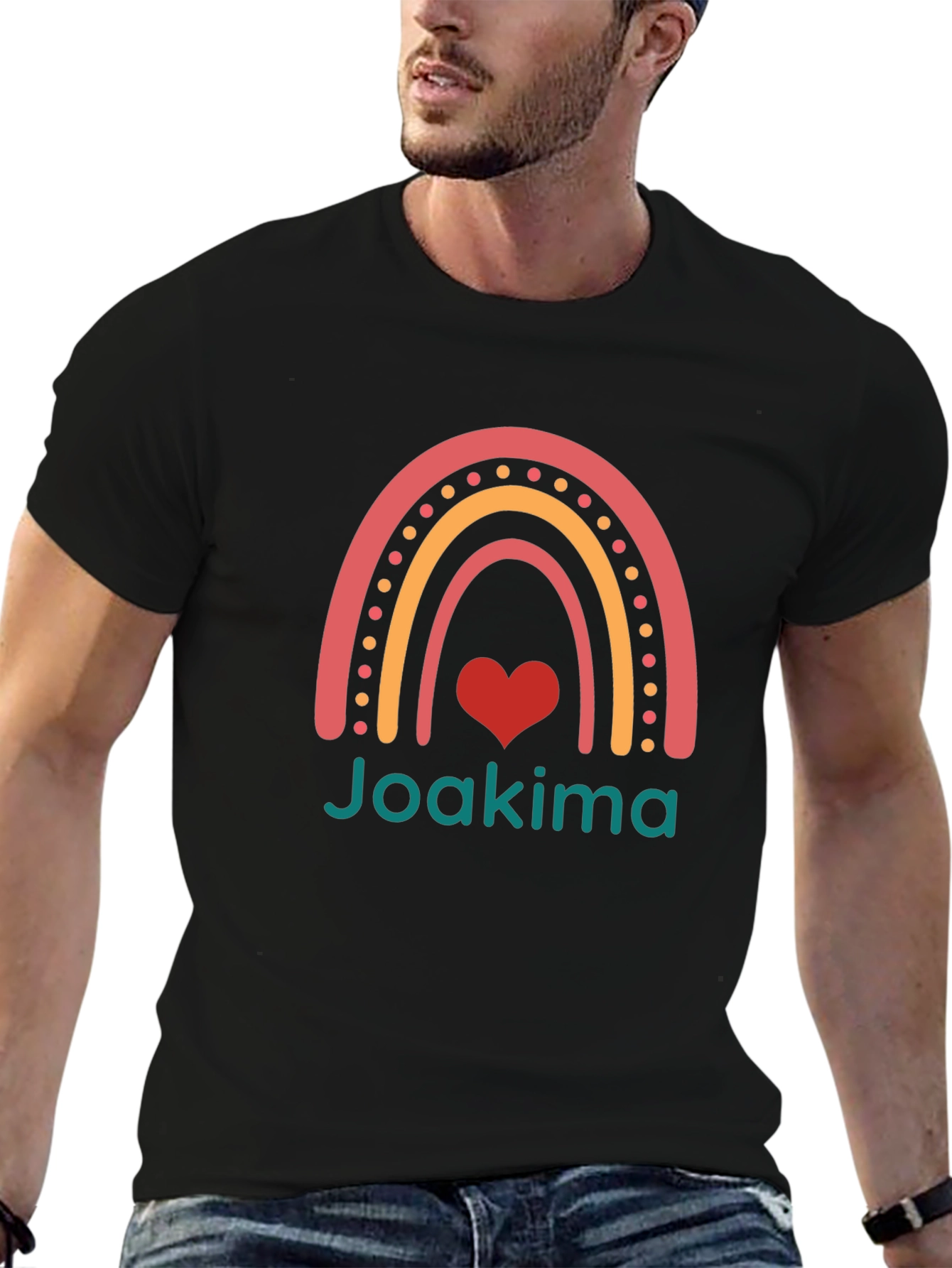 Rainbow Heart Joakima Black T-Shirt