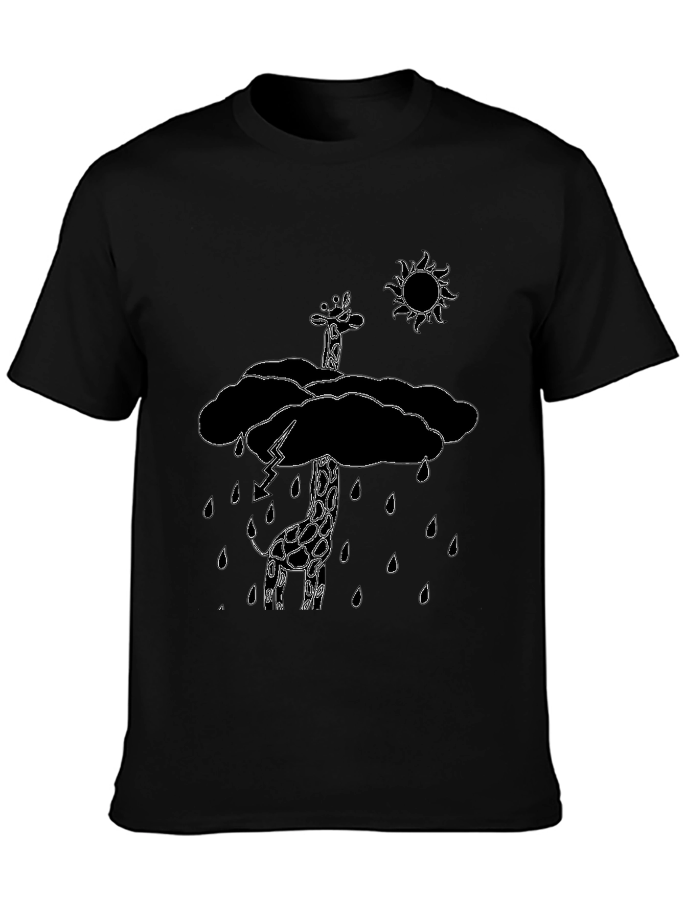 Giraffe in Rain Cloud Graphic Tee - Black