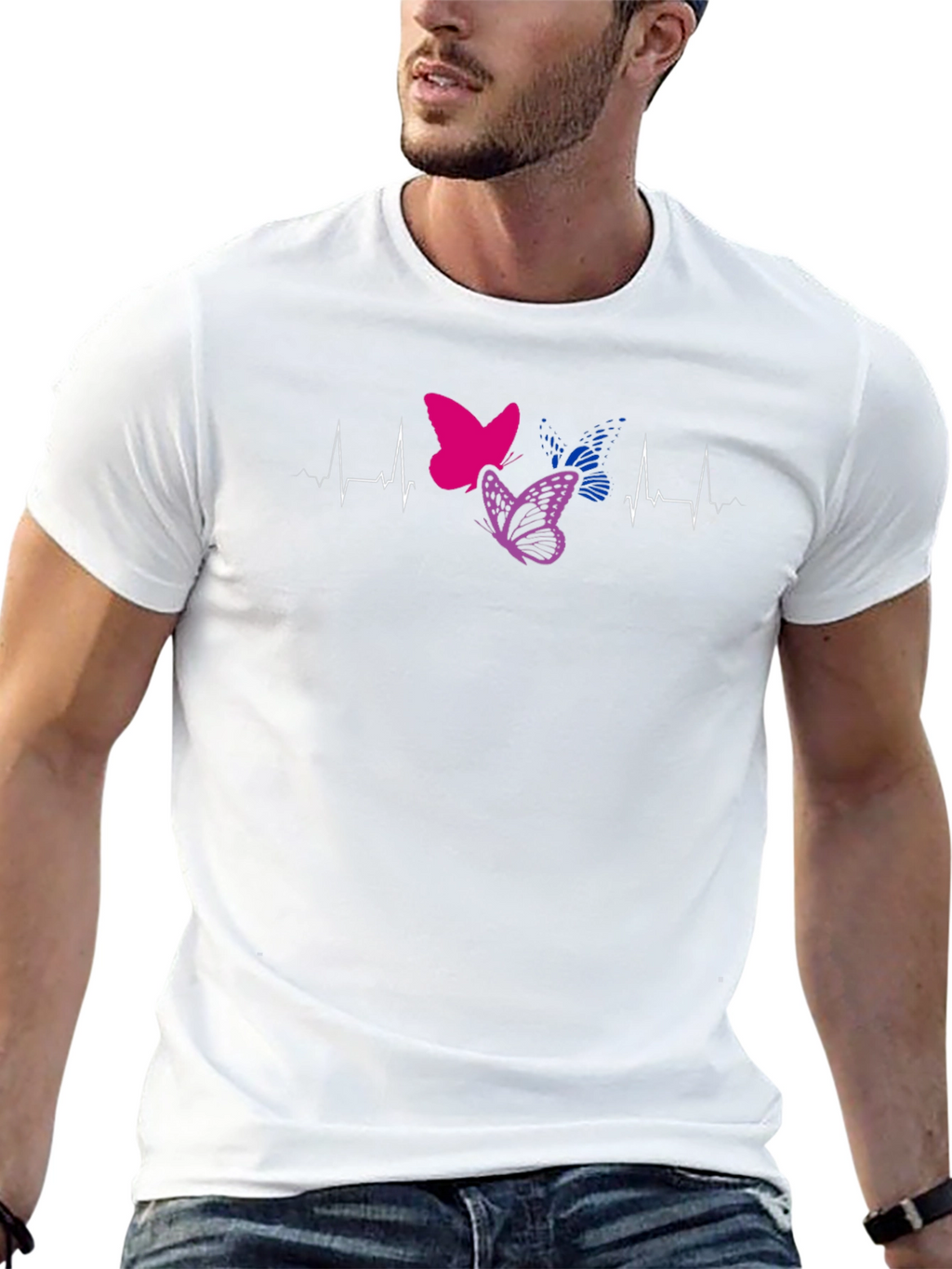Bisexual Pride Butterfly Heartbeat T-Shirt