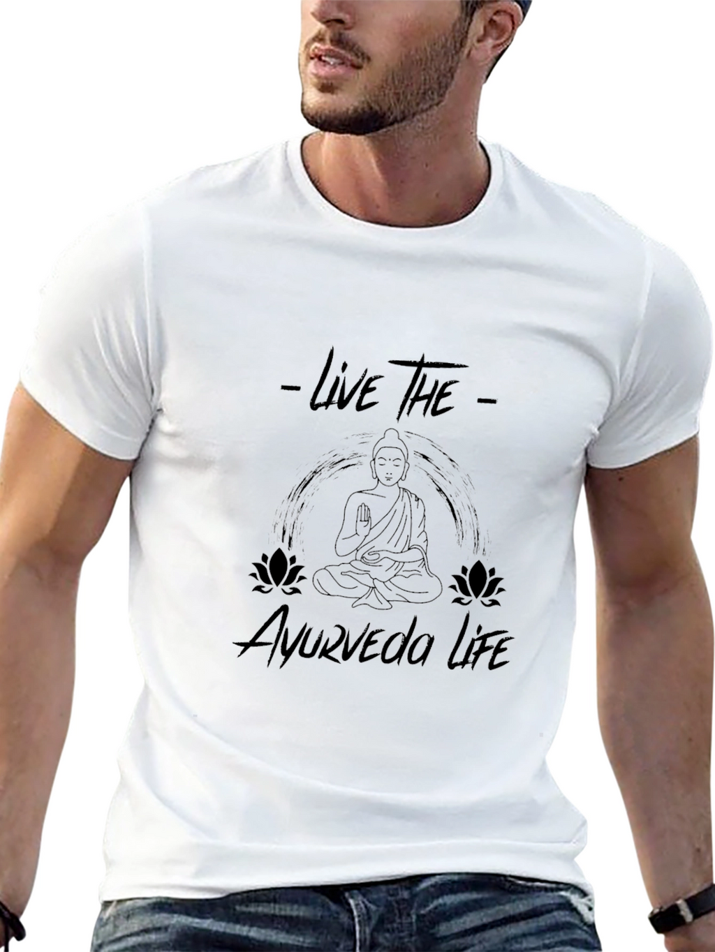 Live the Ayurveda Life Black Graphic T-Shirt