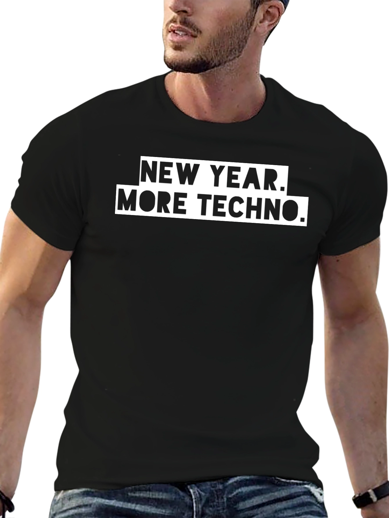 New Year More Techno Black Graphic Tee