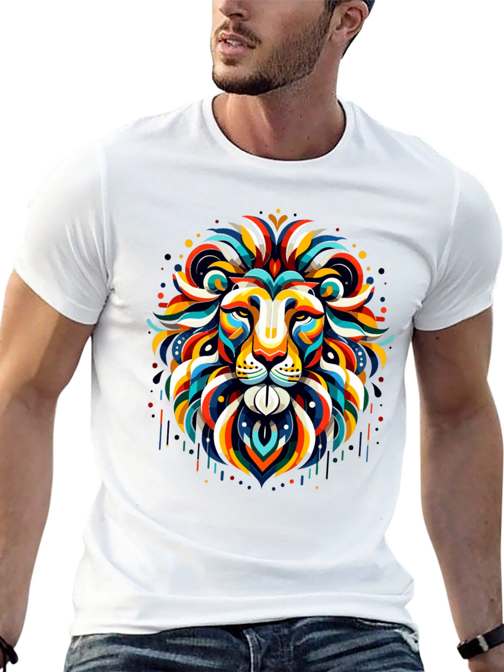 Vibrant Lion Graphic Tee - Bold Statement Shirt