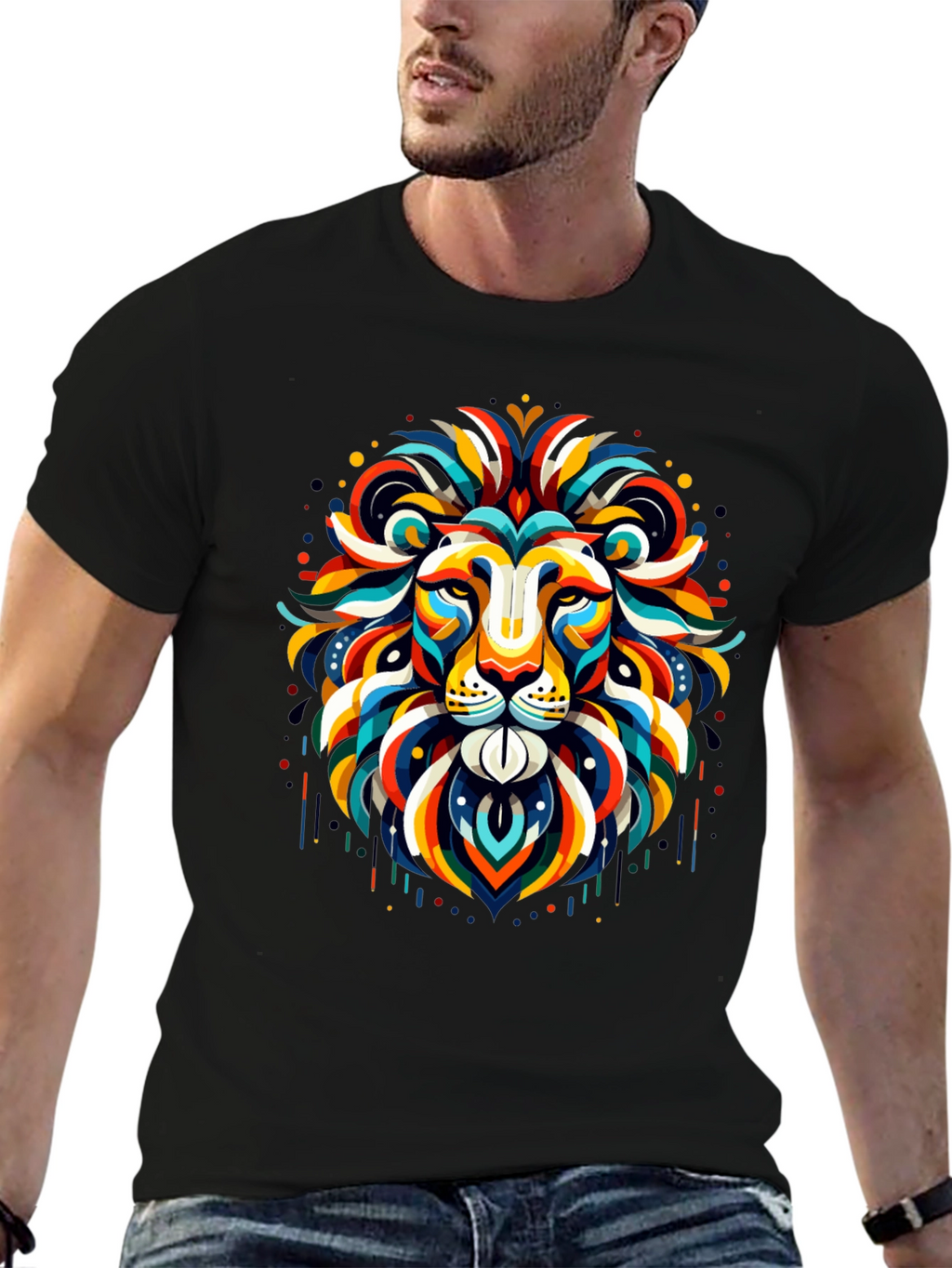 Vibrant Lion Graphic Tee - Bold Statement Shirt