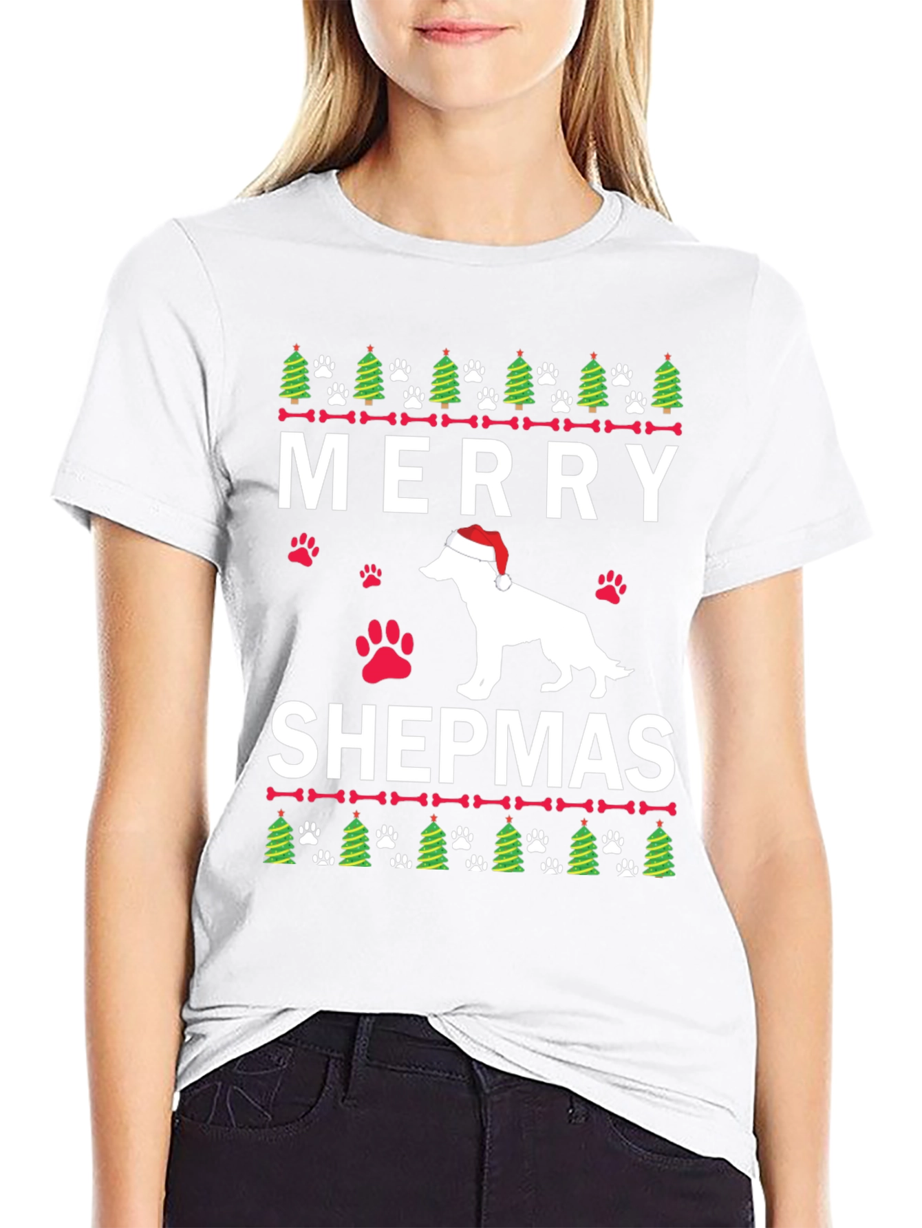 Merry Shepmas Christmas Dog T-Shirt