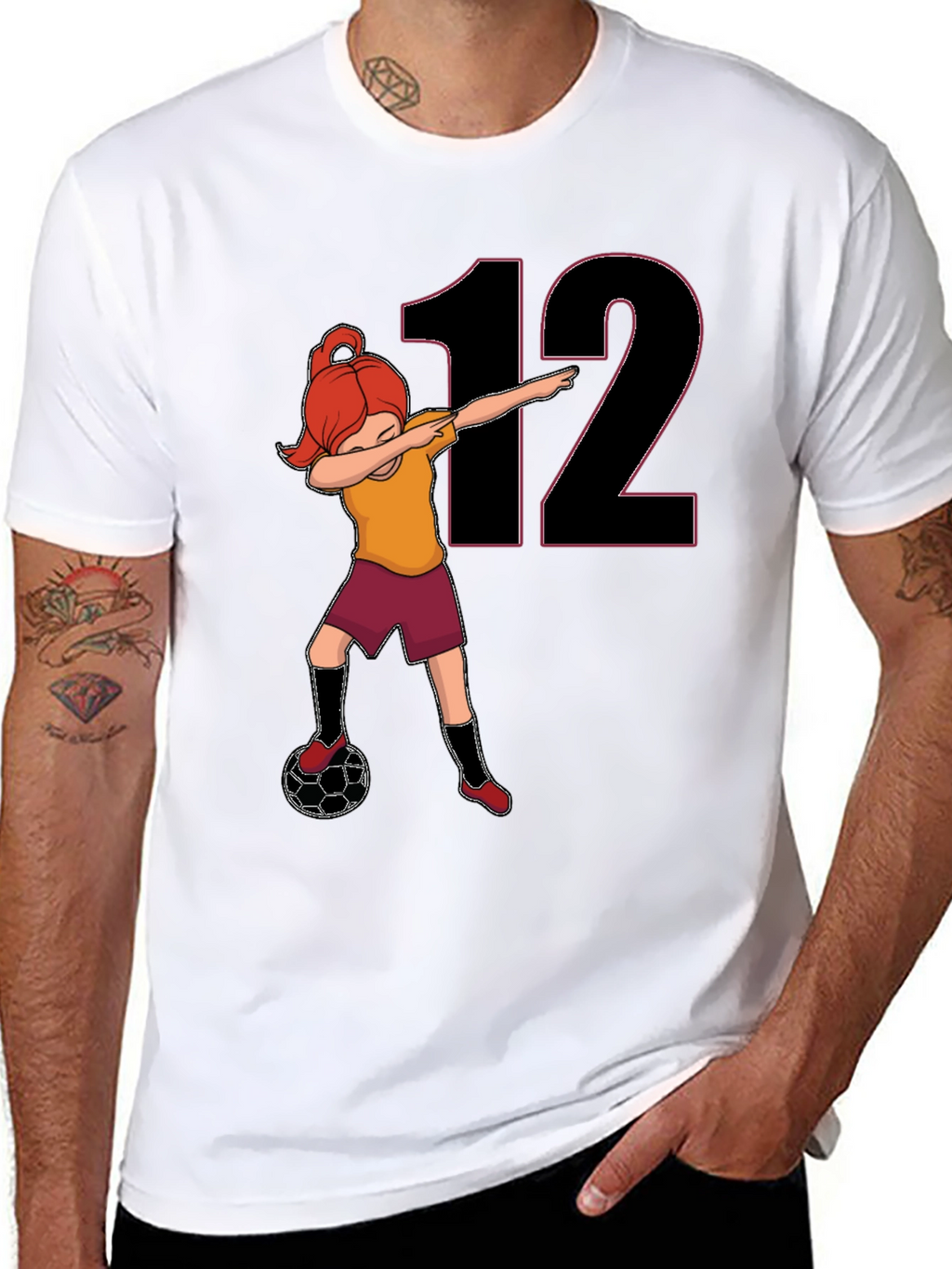 Girl Soccer Dab T-Shirt - Number 12
