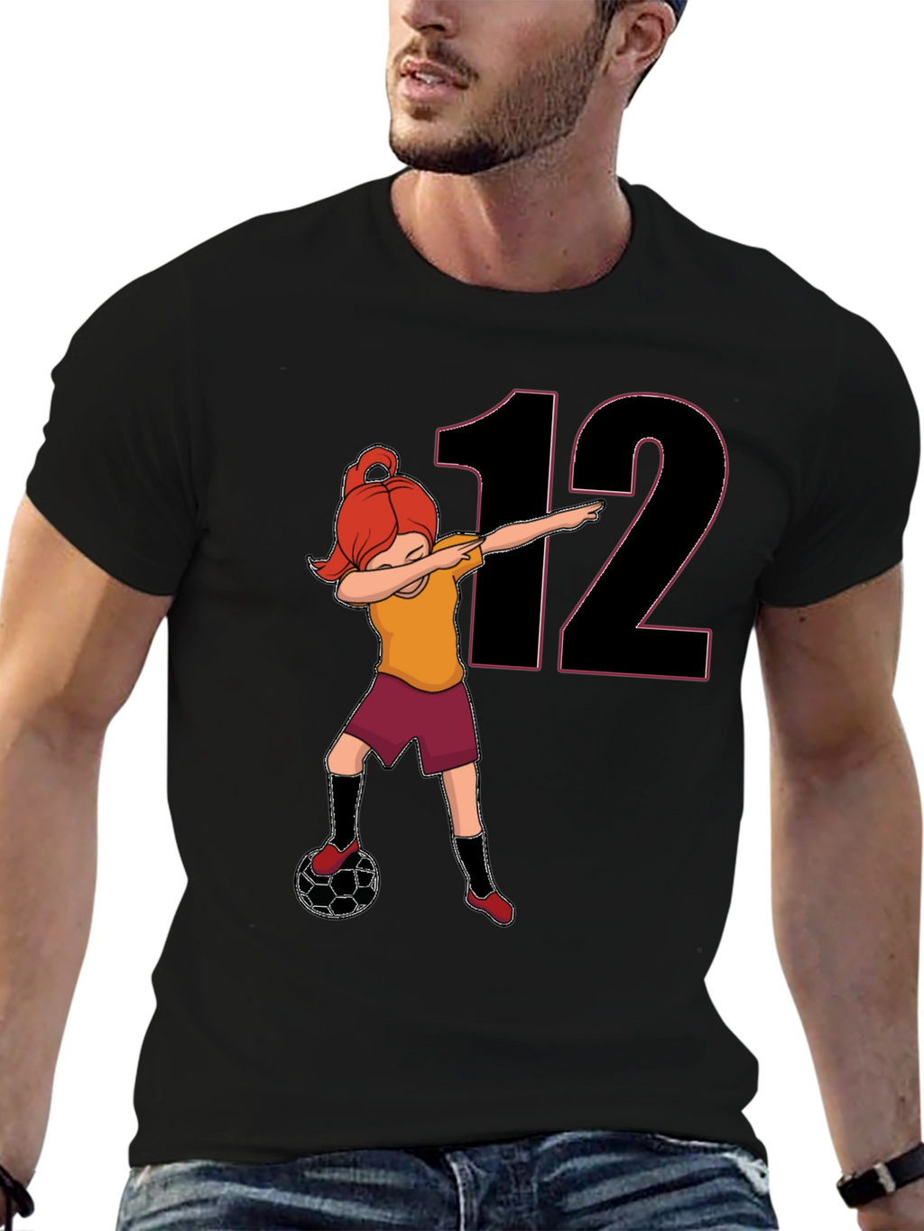 Girl Soccer Dab T-Shirt - Number 12