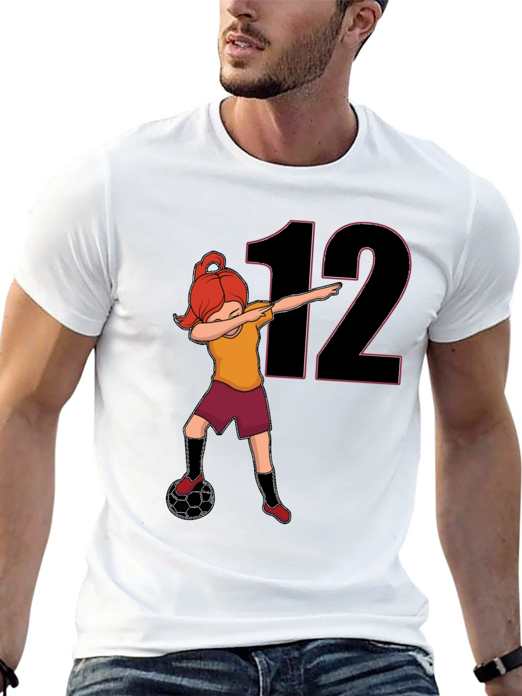 Girl Soccer Dab T-Shirt - Number 12