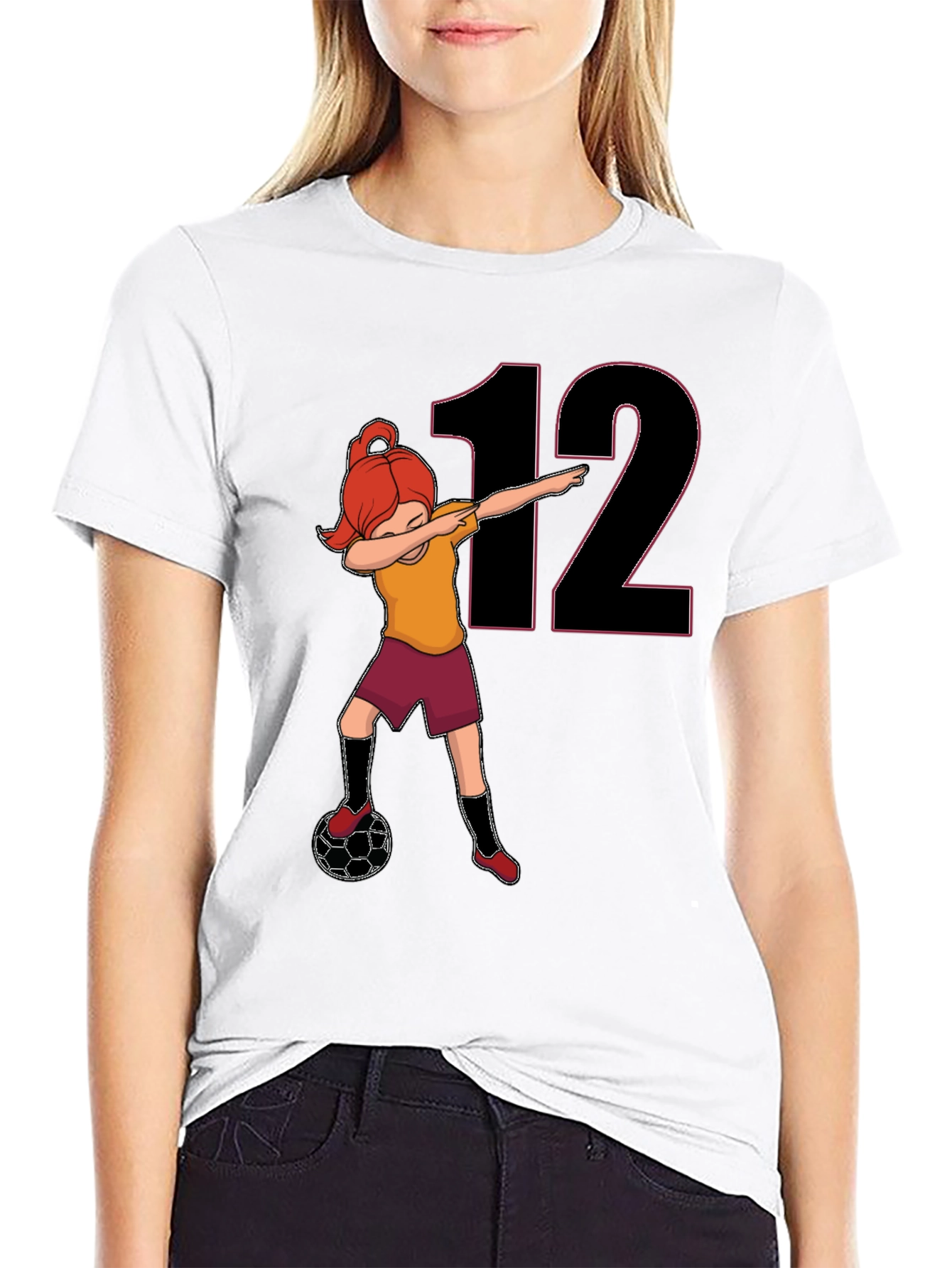 Girl Soccer Dab T-Shirt - Number 12