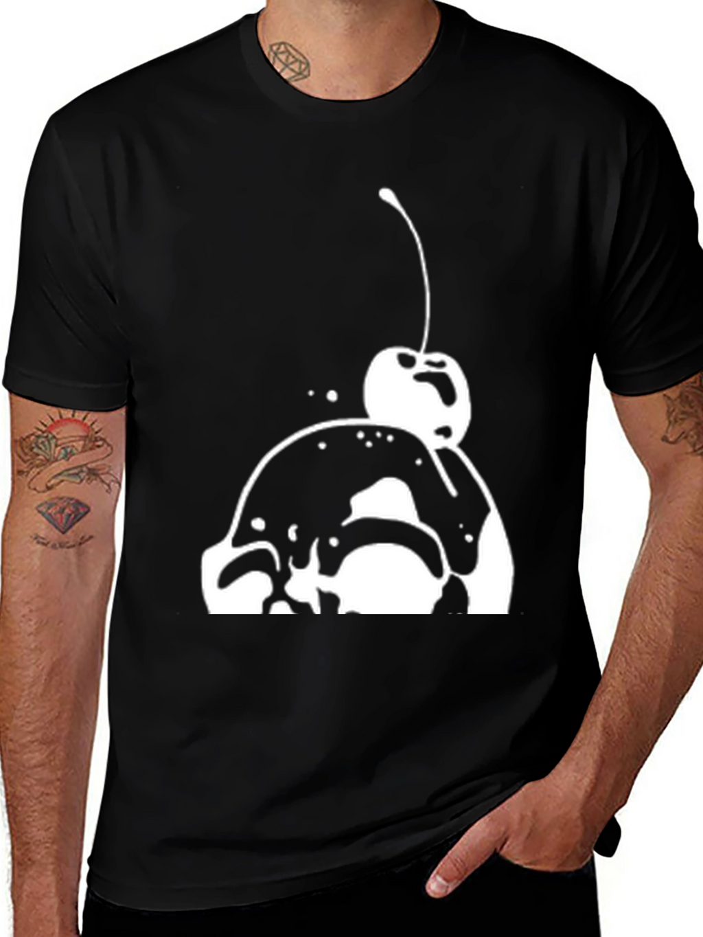 Ice Cream Cherry Graphic Tee - Black