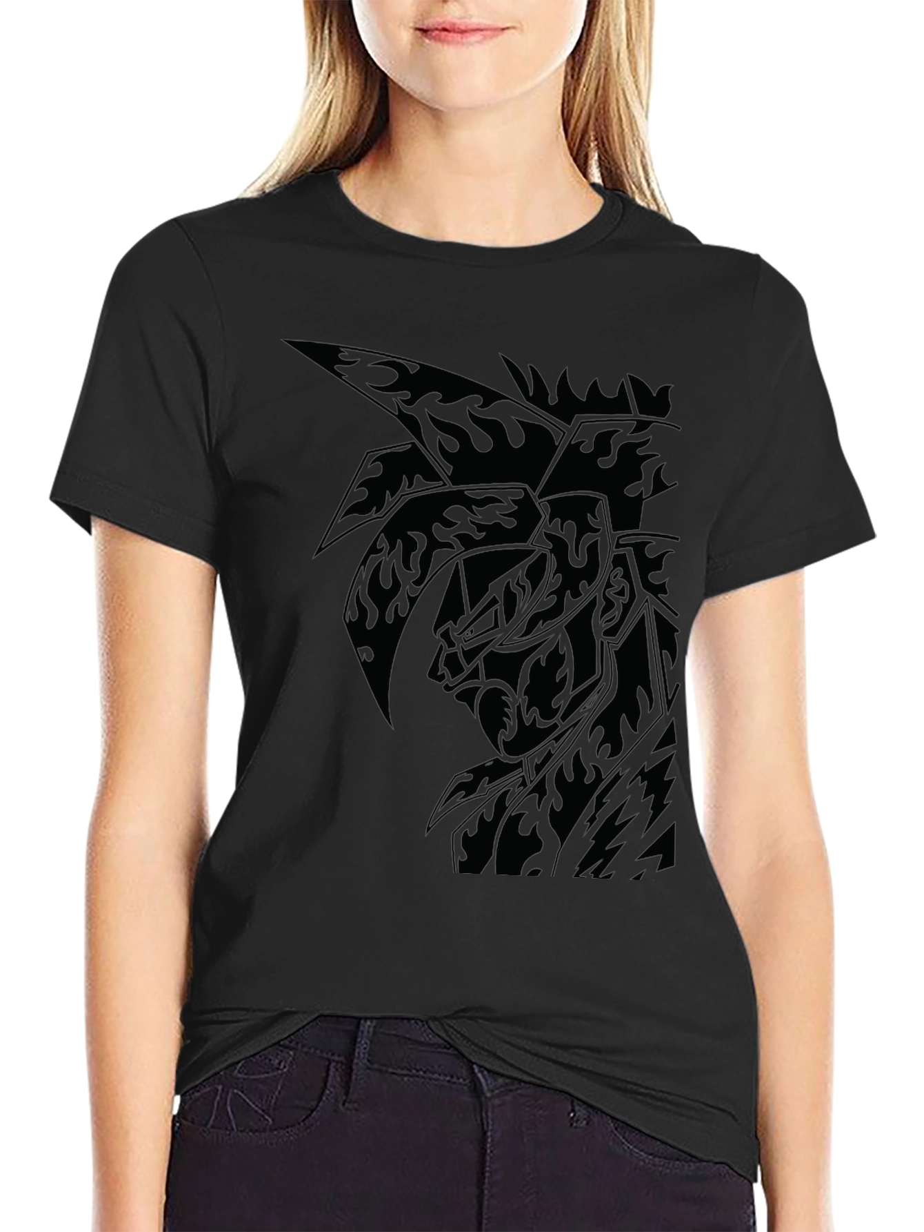 Mens Black Graphic Tee - Anime Inspired Design