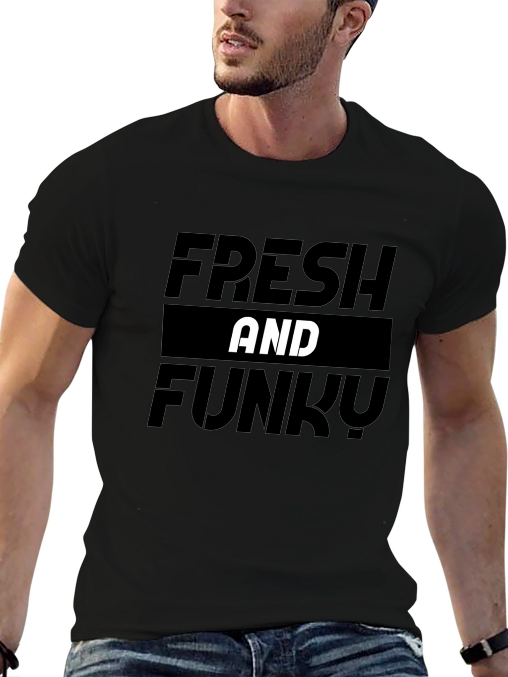 Fresh and Funky Graphic Tee - Stylish Black T-Shirt