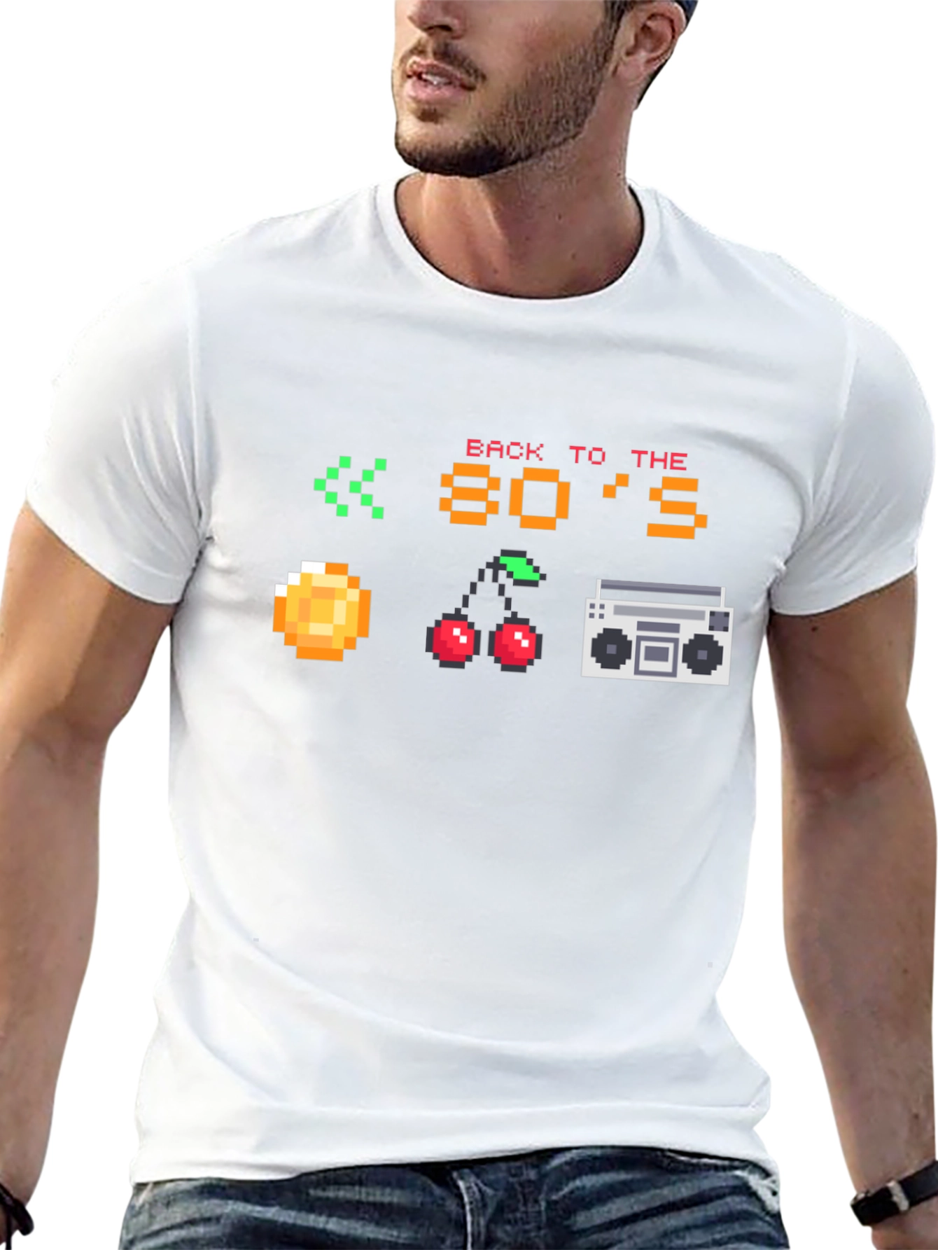 Retro 80s Pixel Art Black T-Shirt