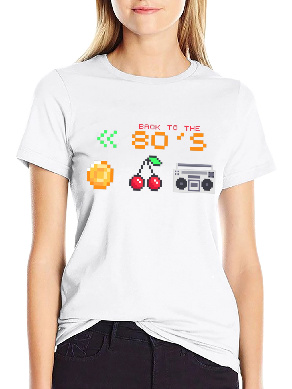 Retro 80s Pixel Art Black T-Shirt