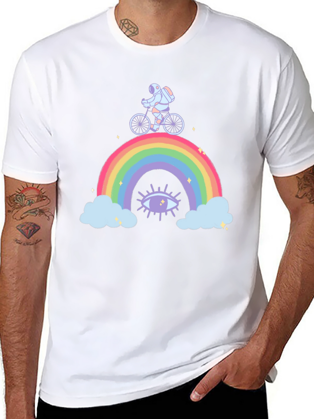 Astronaut Rainbow Ride Graphic T-Shirt