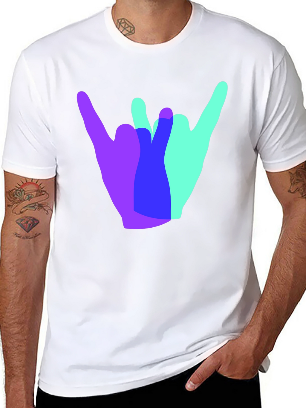 Shaka Hand Sign Graphic Tee - Casual Black T-Shirt