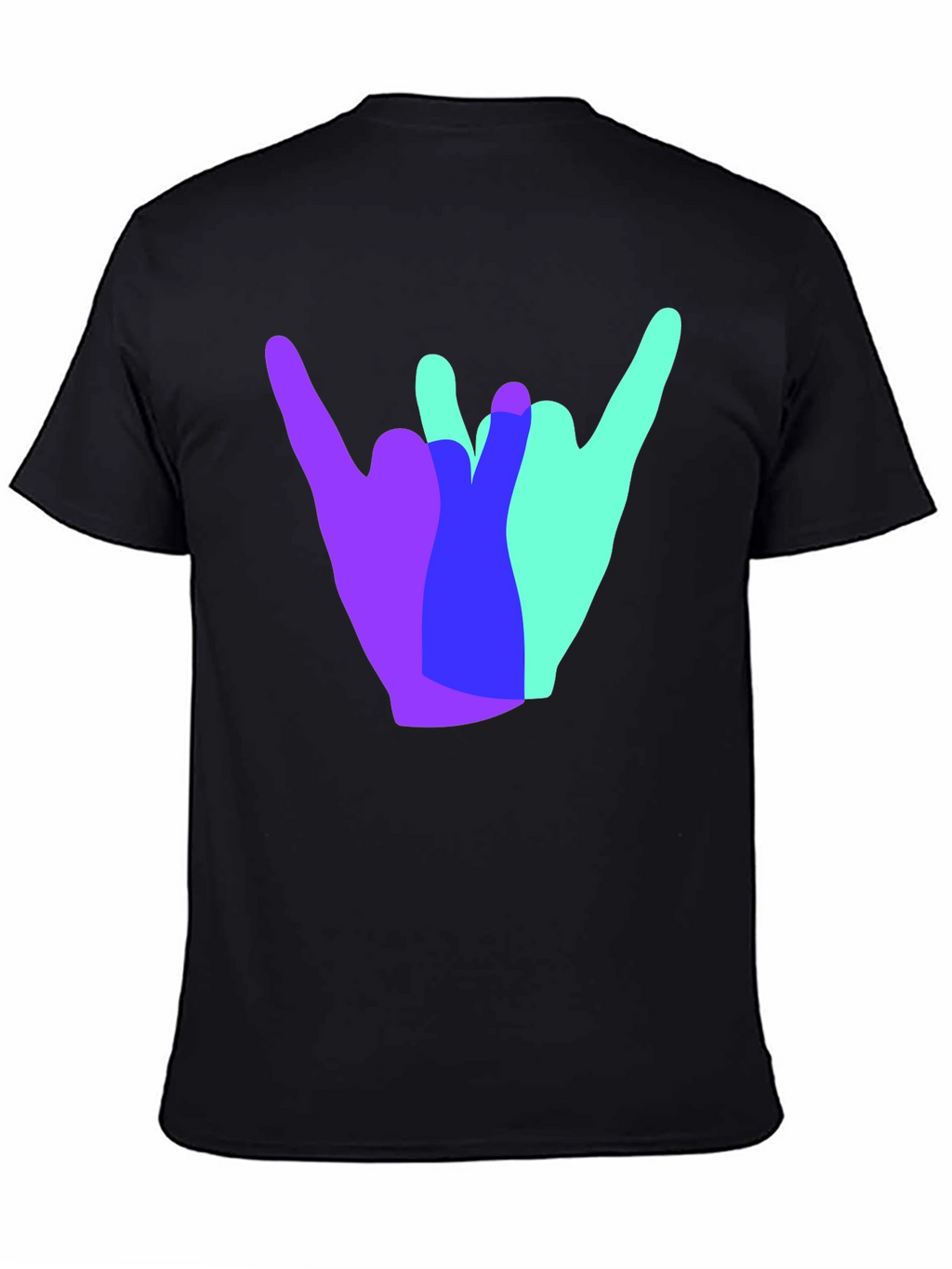 Shaka Hand Sign Graphic Tee - Casual Black T-Shirt