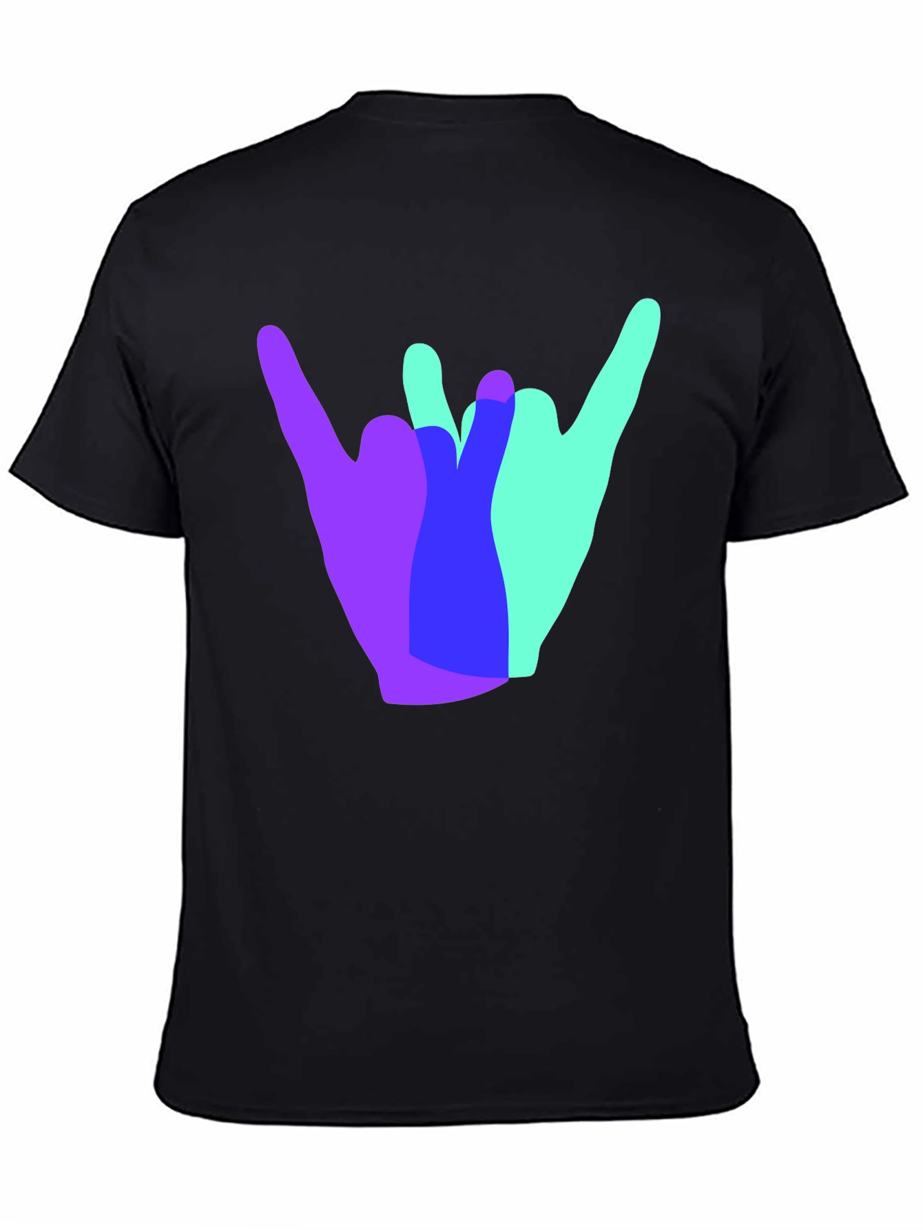 Shaka Hand Sign Graphic Tee - Casual Black T-Shirt