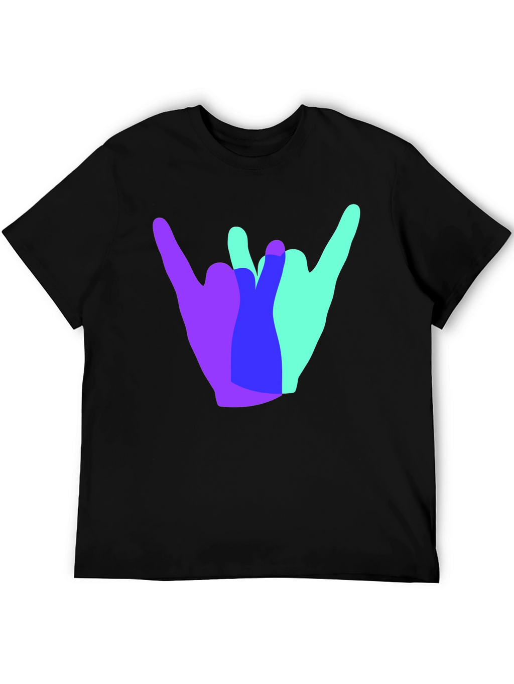 Shaka Hand Sign Graphic Tee - Casual Black T-Shirt