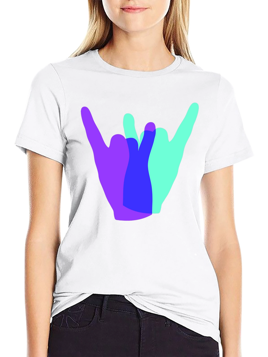 Shaka Hand Sign Graphic Tee - Casual Black T-Shirt