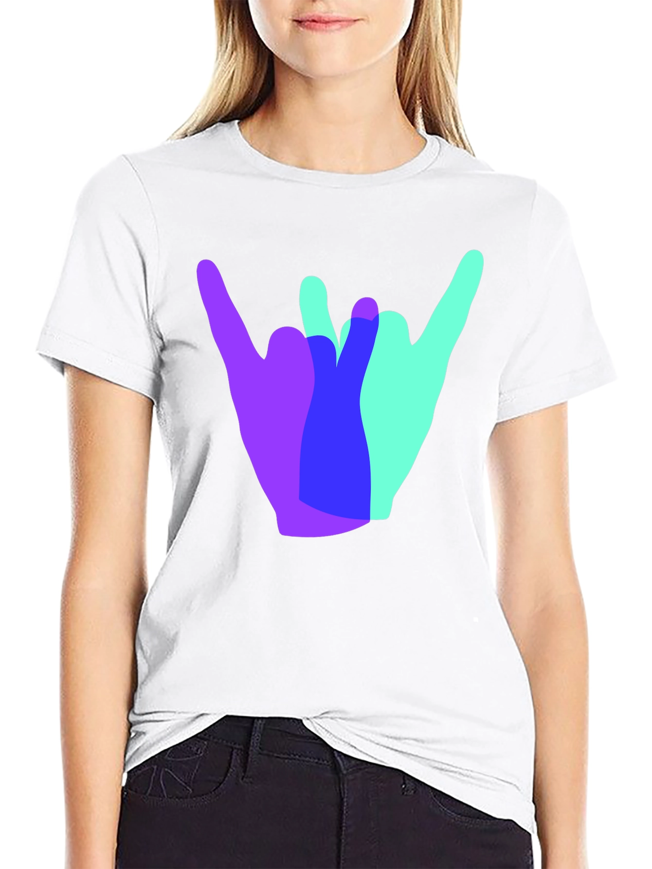 Shaka Hand Sign Graphic Tee - Casual Black T-Shirt