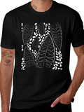Leaf Print Black T-Shirt - Unique Design