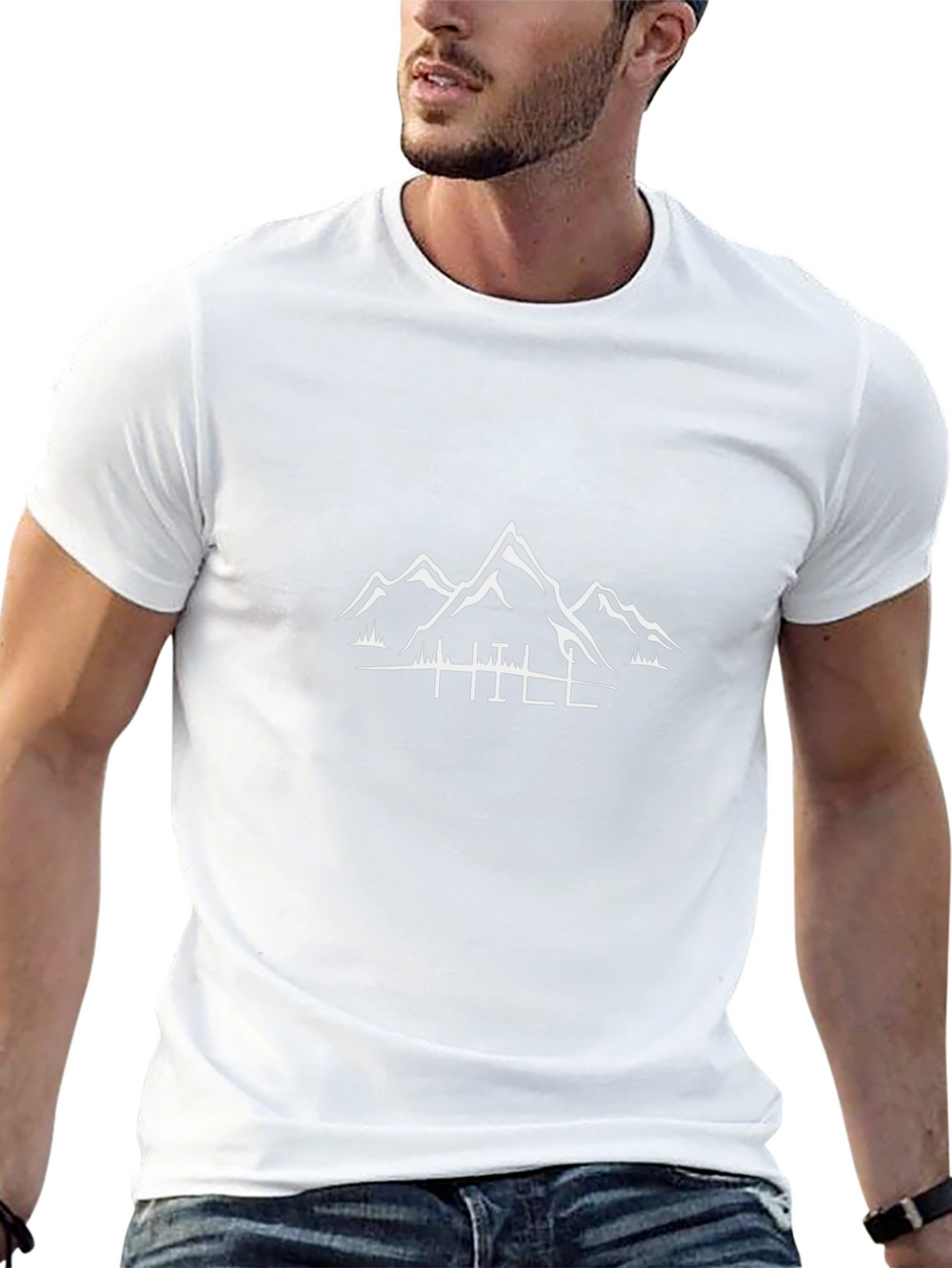 Mens Black Mountain Print Tee