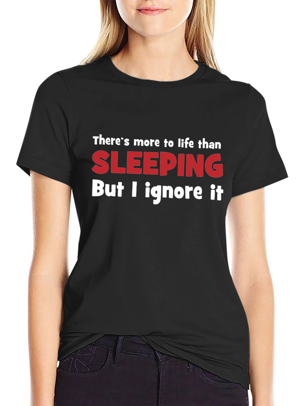 Funny Sleeping Graphic T-Shirt - Black Cotton Tee