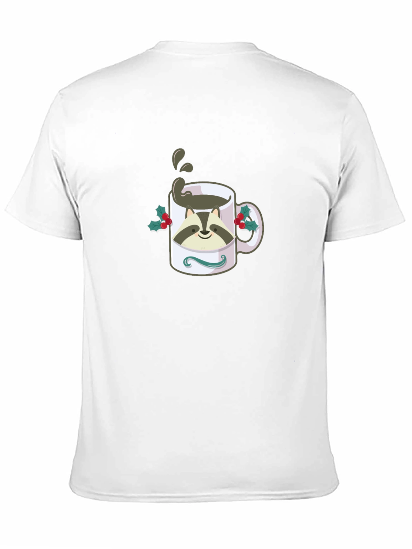 Raccoon Coffee Mug Graphic T-Shirt - Black