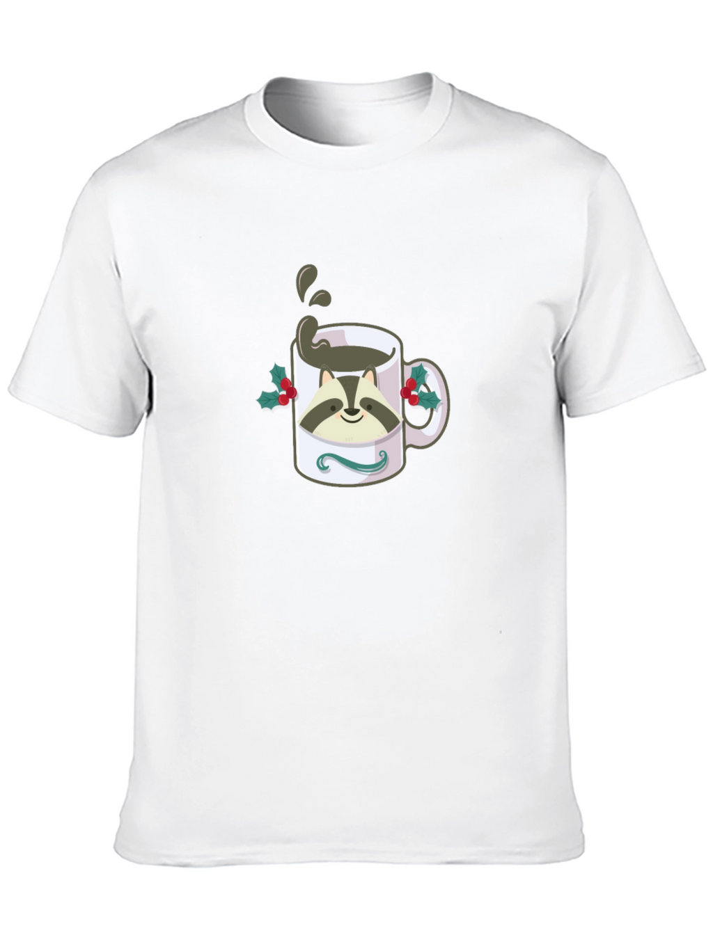 Raccoon Coffee Mug Graphic T-Shirt - Black