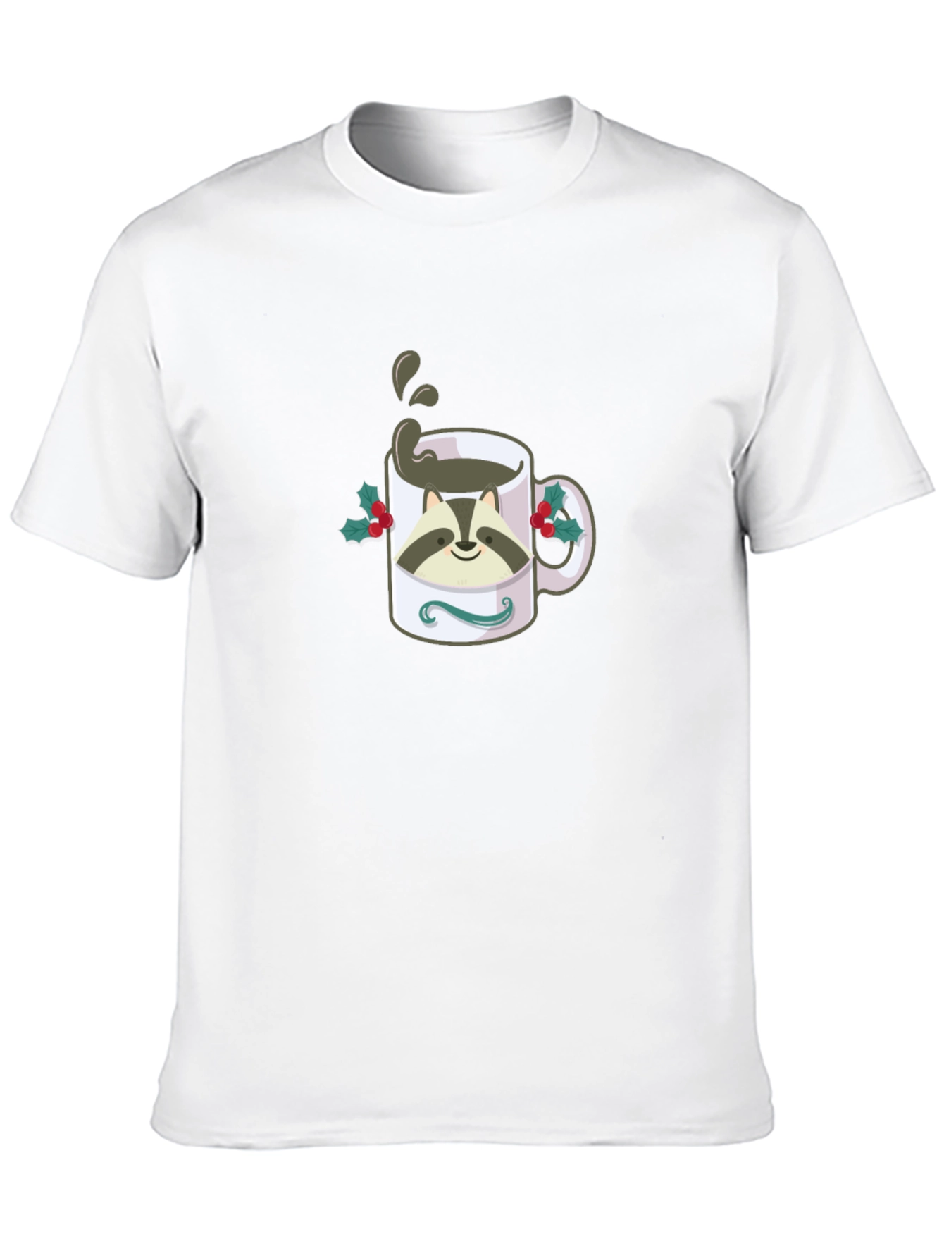 Raccoon Coffee Mug Graphic T-Shirt - Black