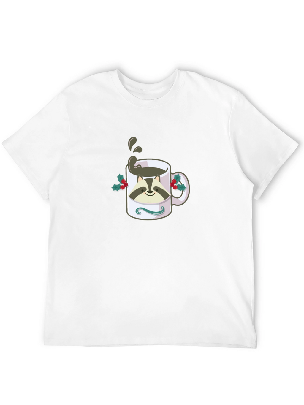 Raccoon Coffee Mug Graphic T-Shirt - Black