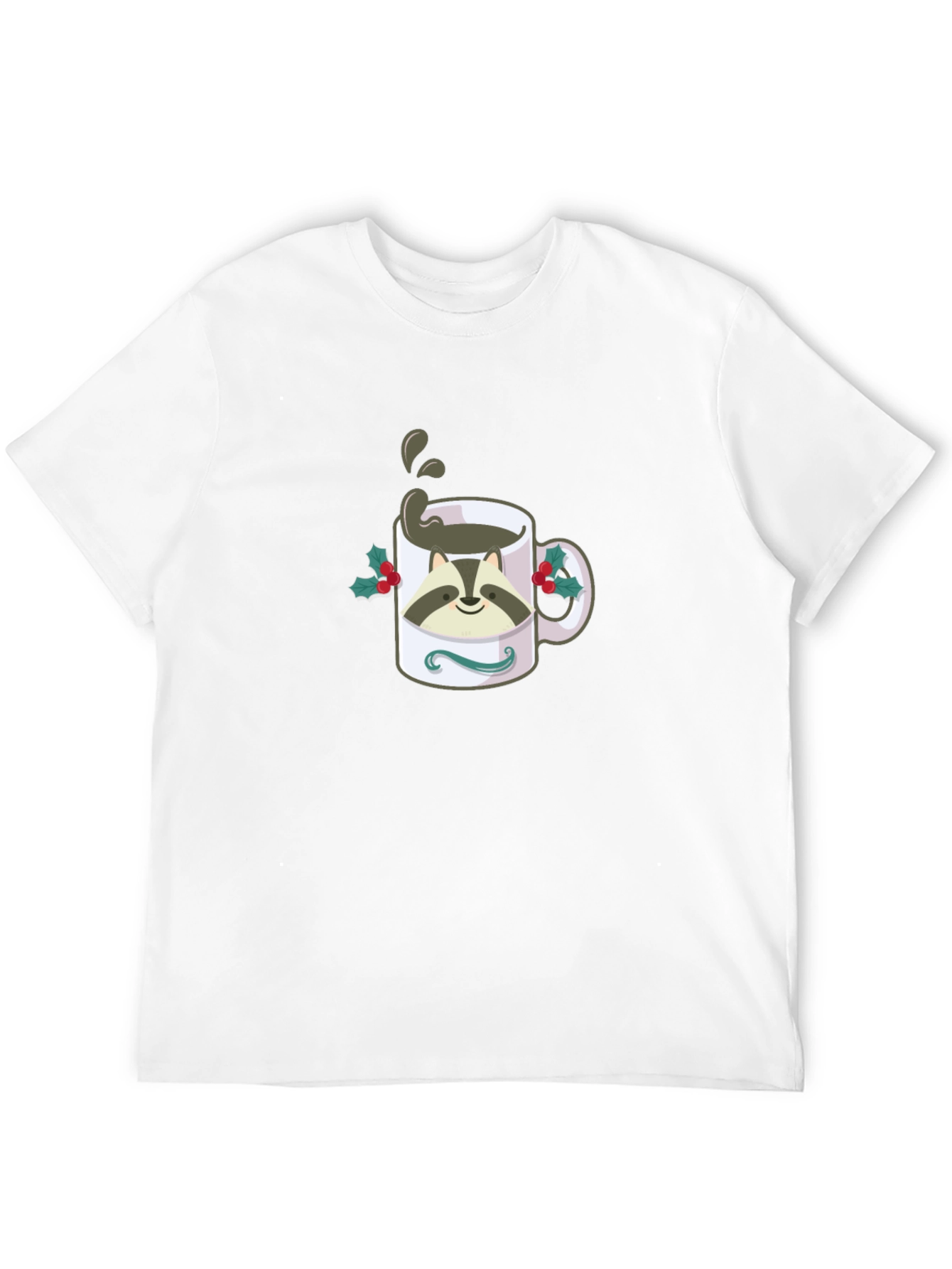 Raccoon Coffee Mug Graphic T-Shirt - Black
