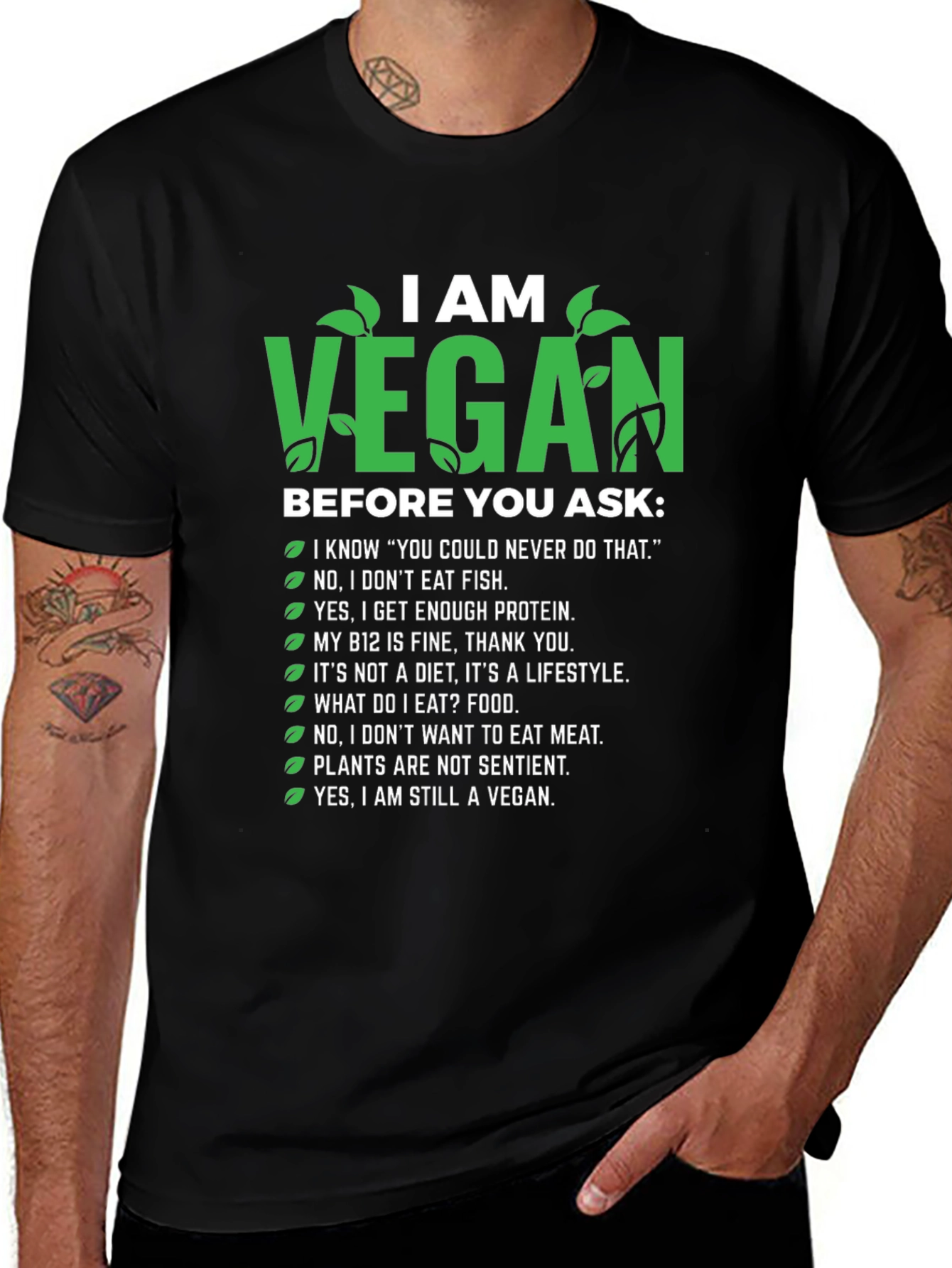 I Am Vegan Graphic T-Shirt - Ask Me Before You Ask!