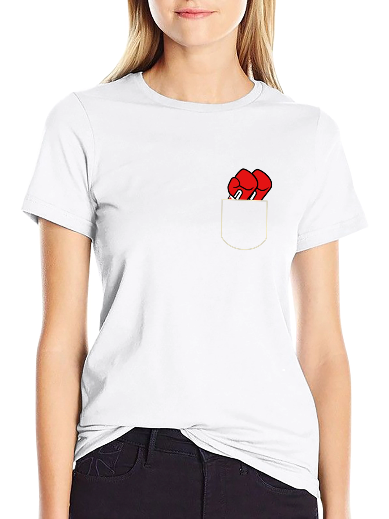 Boxing Gloves Pocket Print T-Shirt
