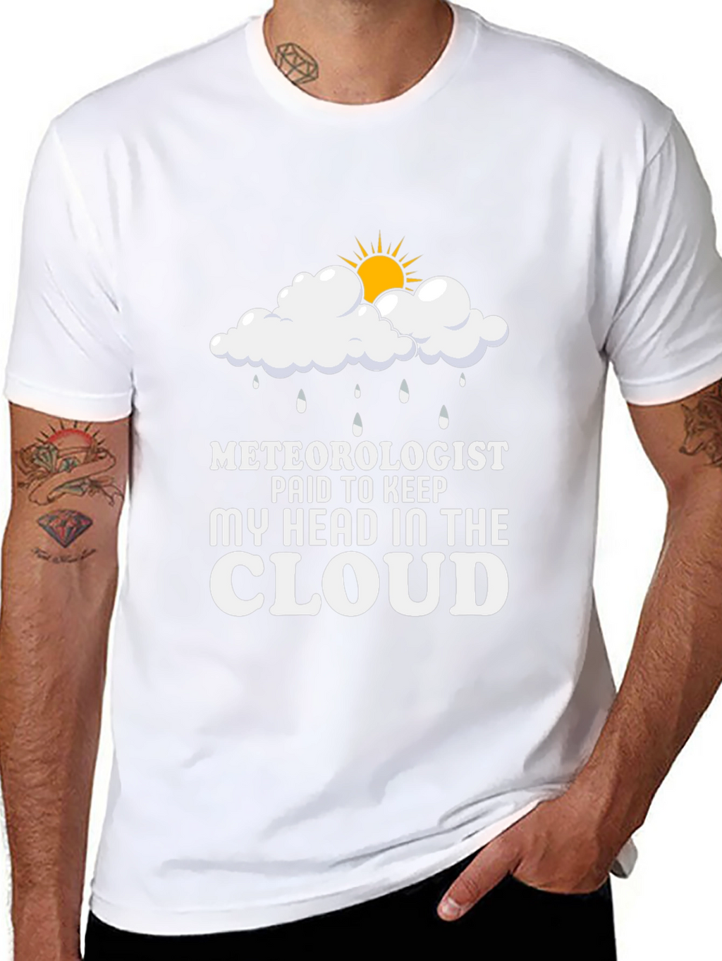 Meteorologist Head in the Cloud Black T-Shirt
