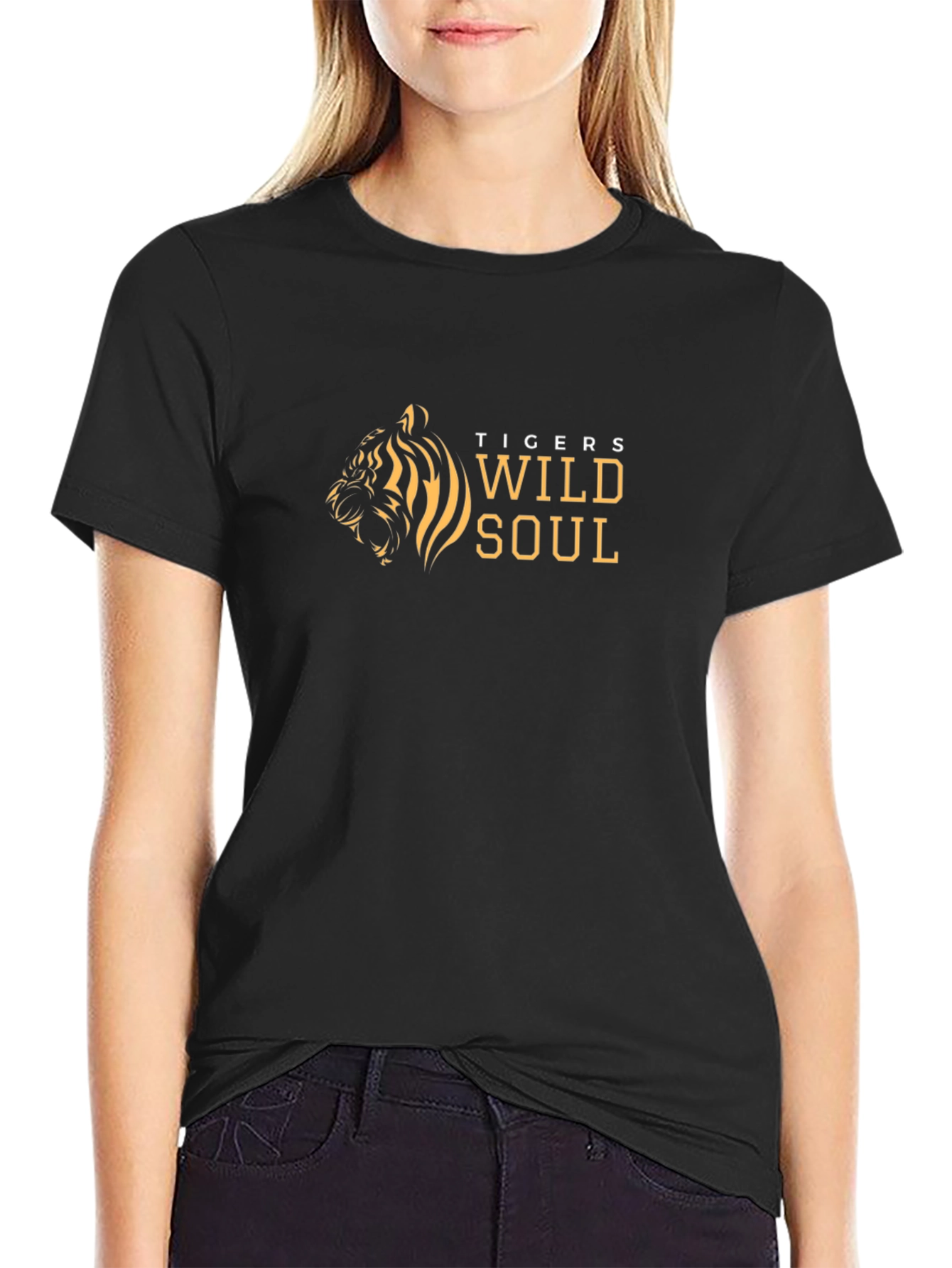 Tigers Wild Soul Graphic Print Black T-Shirt