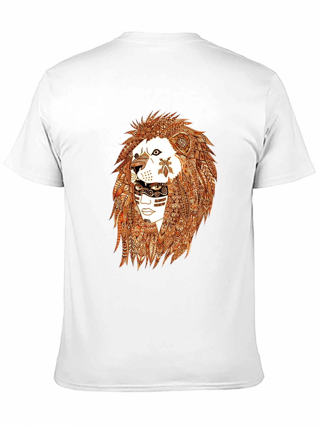 Lion & Tribal Face Graphic Tee - Black