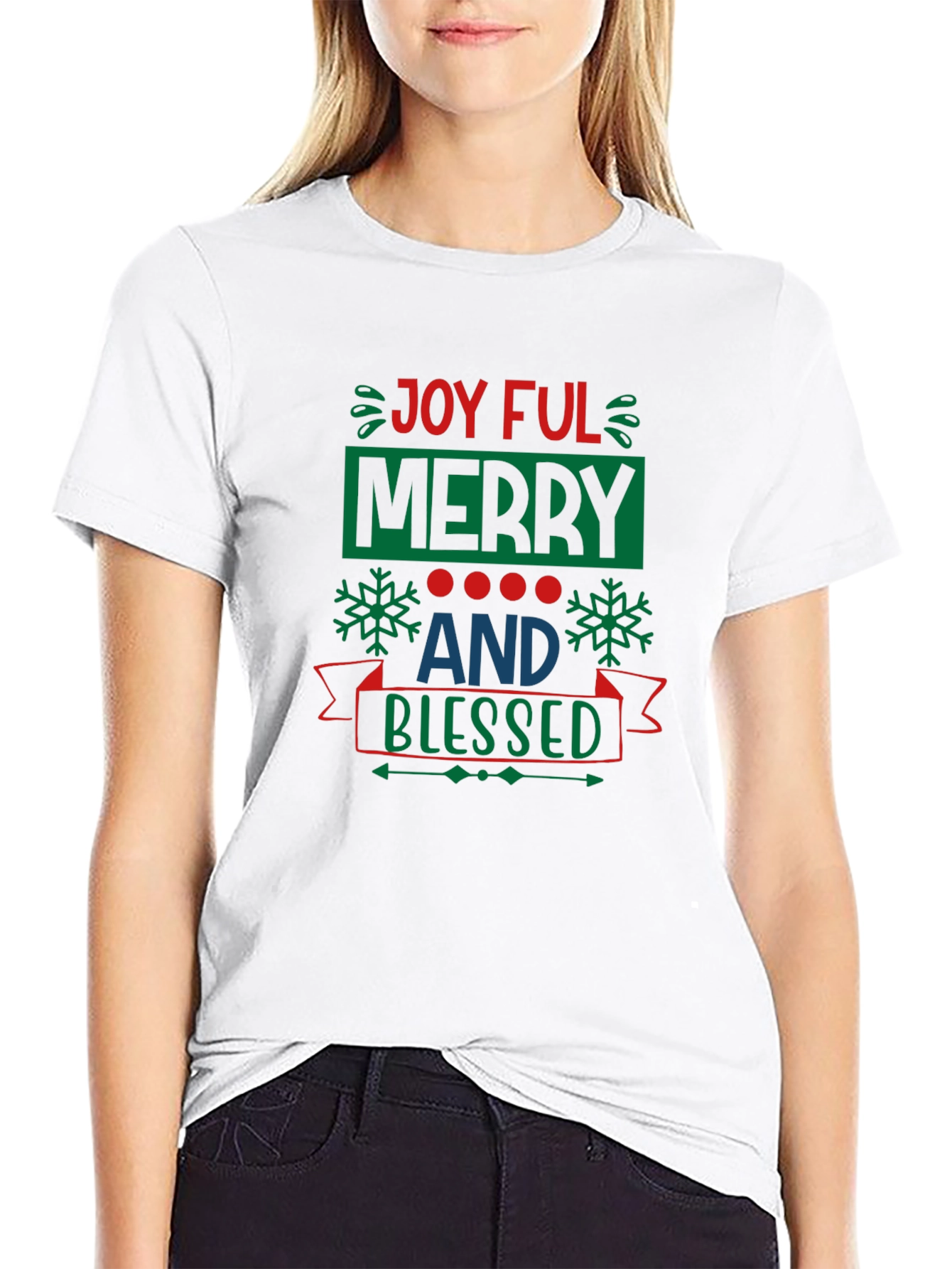 Joyful Merry & Blessed Black T-Shirt