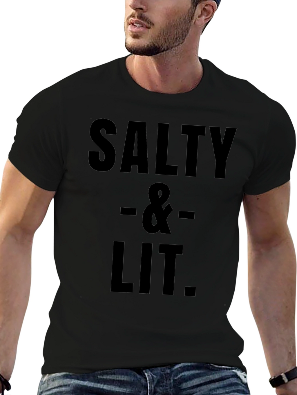 Salty & Lit Graphic Tee - Black Cotton Blend
