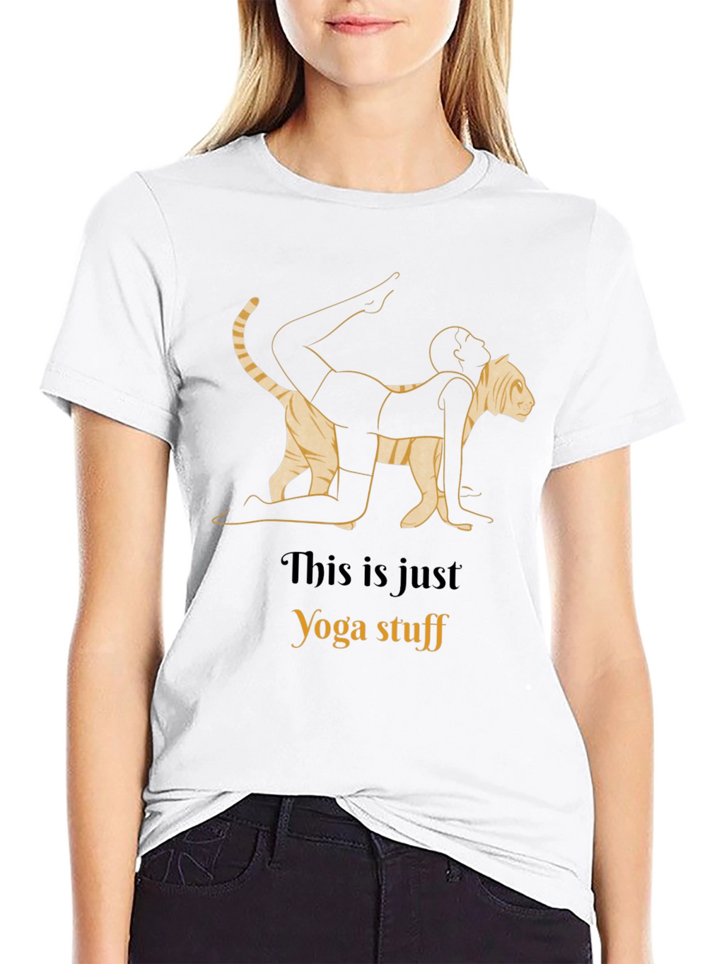 Yoga Cat Stretch Graphic T-Shirt