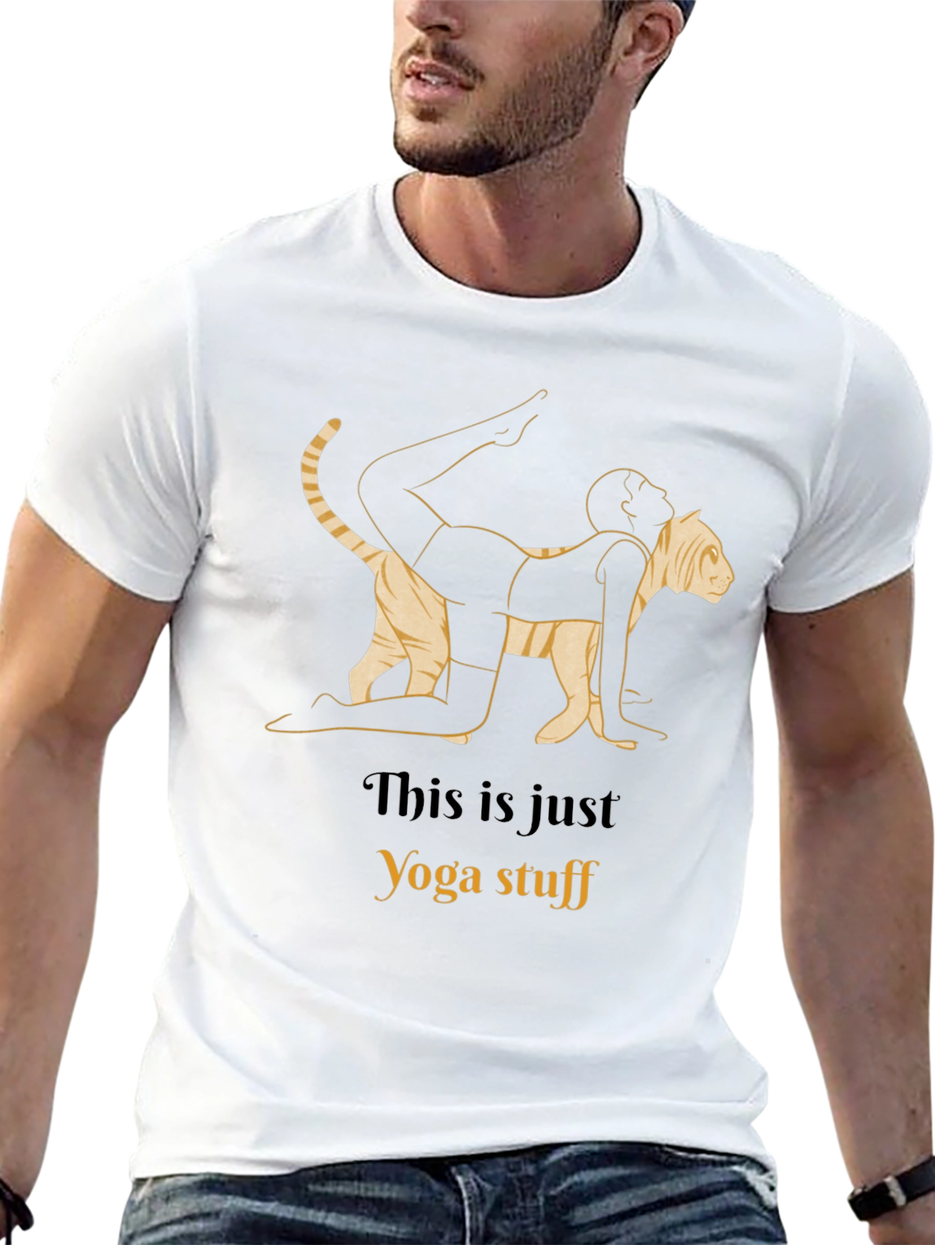 Yoga Cat Stretch Graphic T-Shirt