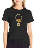 Sunflower Lightbulb Graphic T-Shirt - Black