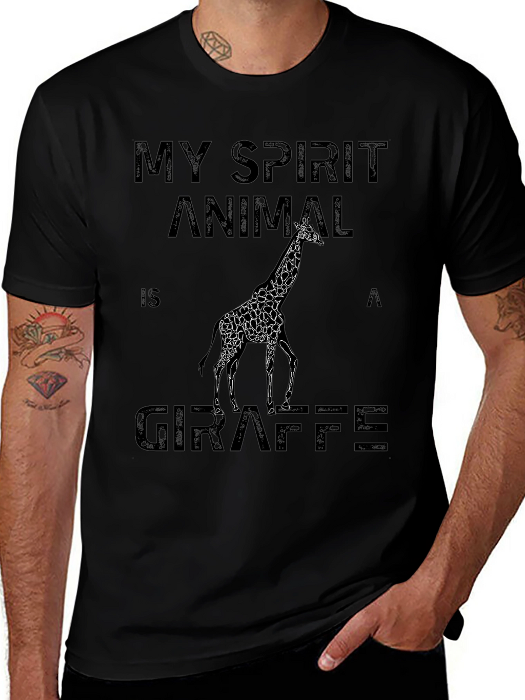 My Spirit Animal is a Giraffe Black T-Shirt