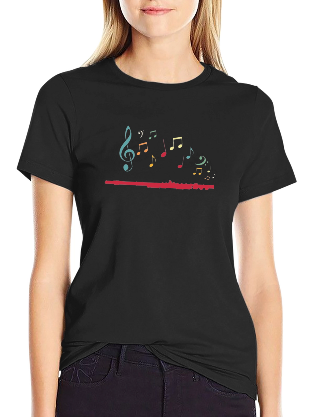Music Notes Graphic Black T-Shirt