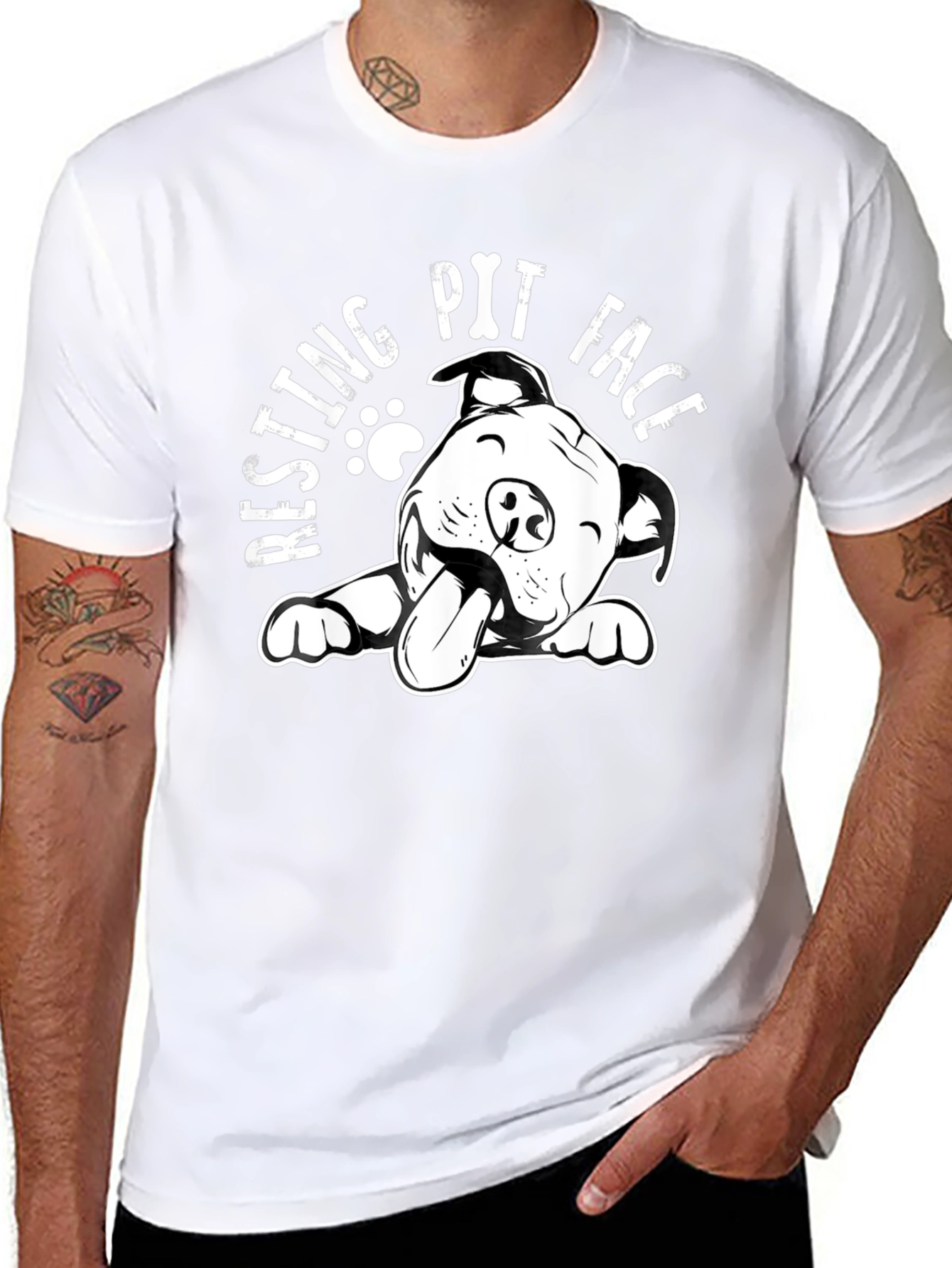 Resting Pit Face T-Shirt - Black Dog Lover Tee