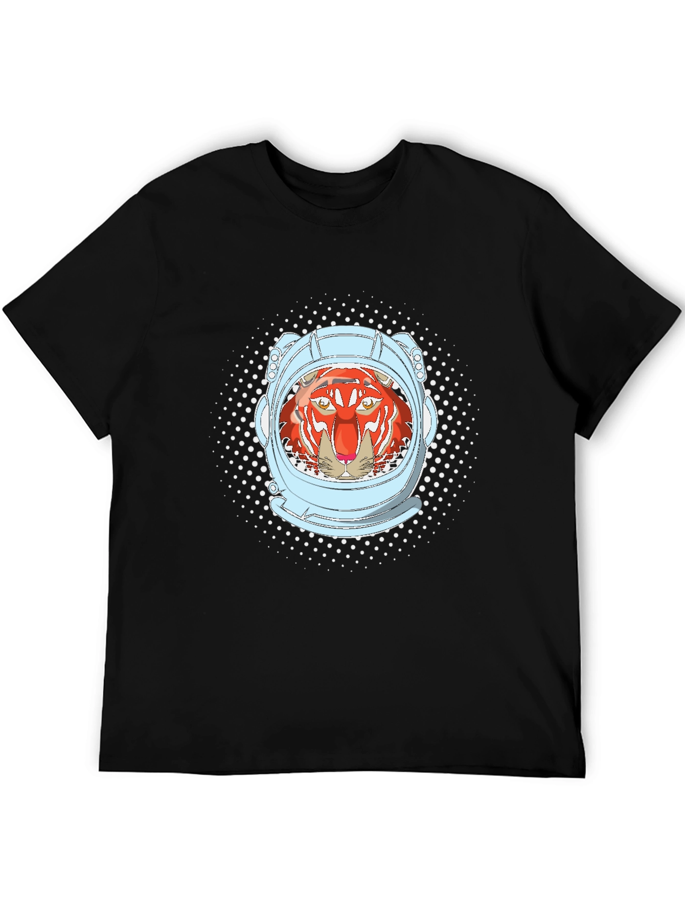 Tiger Astronaut Graphic Tee - Black Cotton Comfort