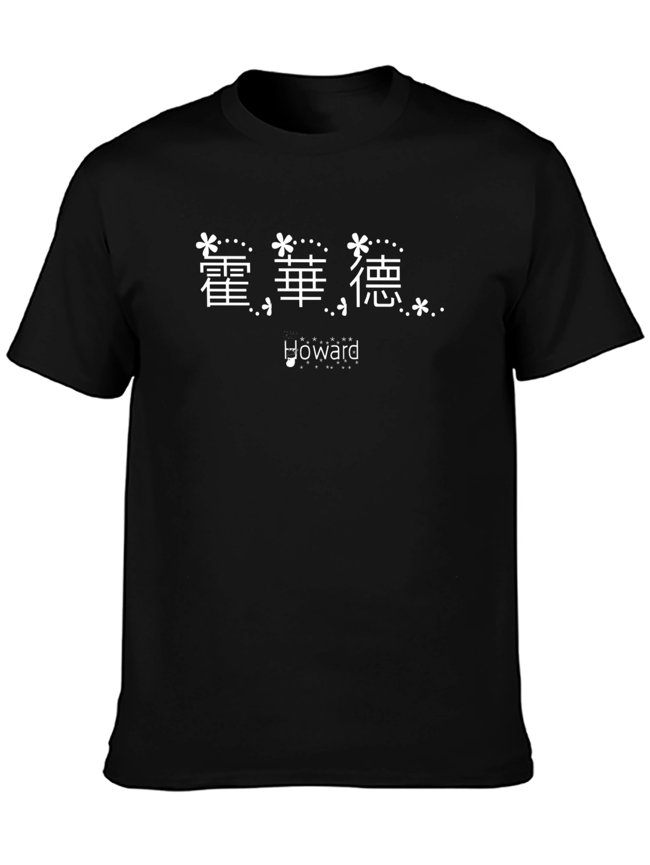 Mens Black T-Shirt with Floral Howard Print
