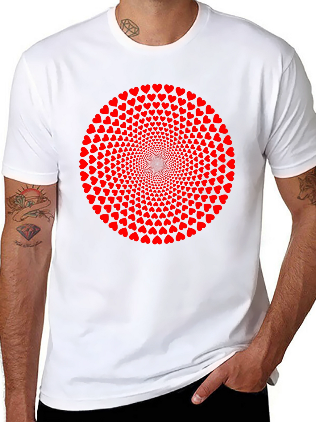 Heart Circle Graphic T-Shirt - Black