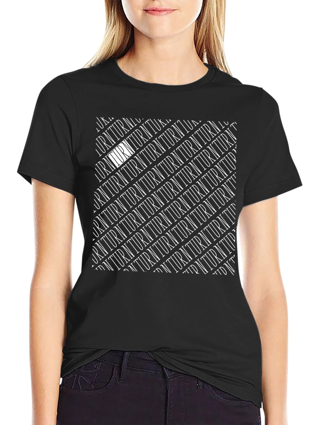 Modern Turn Pattern Black Graphic T-Shirt